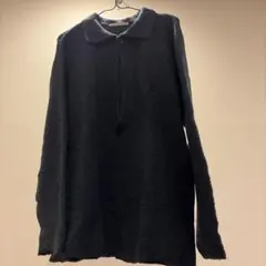 KBF ダークブルー 長袖ポロシャツ風ニット