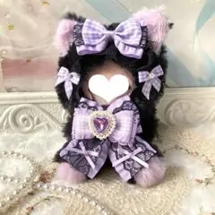⟡ぬい服 おすわり 10cm〜12cm ⟡ 裏地付き メイドねこさん おすわりぬい服 10cm 11cm 12cmちびぐるみ 白 ピンク ねこ