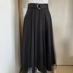 「美品」ブラック フレアスカート ベルト付き