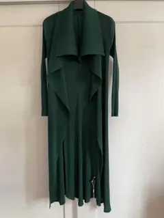 新品　プリーツロングカーディガン　F グリーン