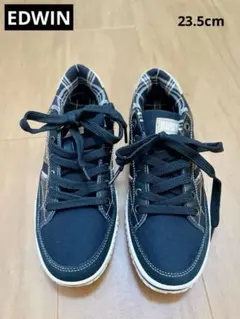 EDWIN スニーカー ブラック チェック 23.5cmのサムネイル