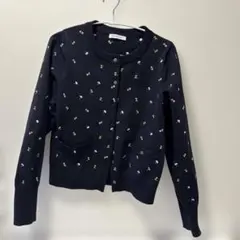 Lounge dressネイビー花柄刺繍長袖カーディガンのサムネイル
