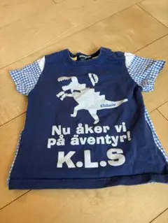 kladskap クレードスコープ 半袖Tシャツ 恐竜柄 チェック柄 90cm
