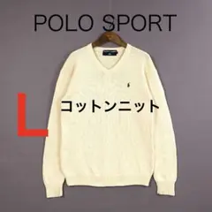 H6683-59◾️ポロスポーツ　ラルフローレンVネックコットンニット　Y2K