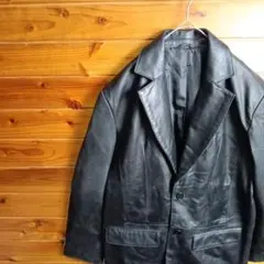 テーラードジャケット　レザージャケット　ラムレザー　リアルレザー　M　L　古着