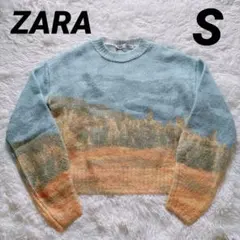 完売品　ZARA　風景画　ニット　セーター　S ザラ　長袖　レディース