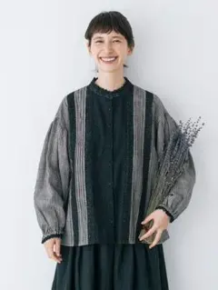 袖レース前後着ブラウス kazumi サマンサモスモス ブラック 新品