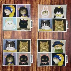 猫コースター4枚セット／マルチ猫