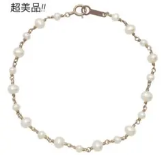 R2585 超美品 4℃ K10PG 淡水 パール チェーンブレスレット