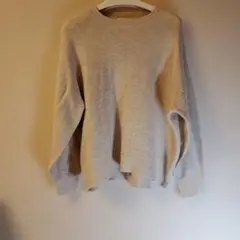 DRESKIP ライトベージュ ラメ入りニットセーター 長袖