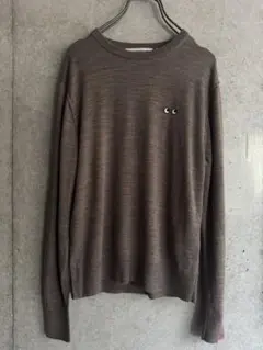 ユニクロ✖️アニヤハインドマーチ　ブラウン ニットセーター 長袖 アイキャッチ刺繍