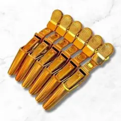 ダッカール 6本セット ゴールド ワニクリップ 美容師 ヘアクリップ
