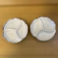 美濃焼　白唐津　仕切り皿　プレート　２枚セット