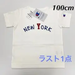 新品17169チャンピオン100cm 白半袖TシャツNEWYORK プリントロゴ