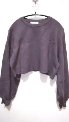 ニット セーター ショート丈 オーバーサイズ M チャコールグレー