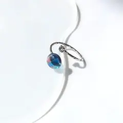 取引中　モザイク柄なガラスのフォークリング*《シルバー》