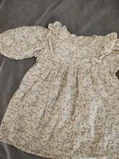 花柄フリル付き長袖ワンピース 100