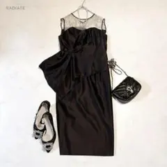 新品RADIATE ドレス ワンピース シースルー 花柄 ネイビー 結婚式