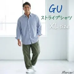 GU ストライプ 長袖シャツ 肩幅42cm 着丈70cm XLサイズ