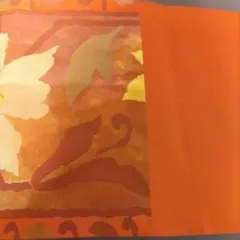 オレンジ系 花柄 おしゃれ袋帯