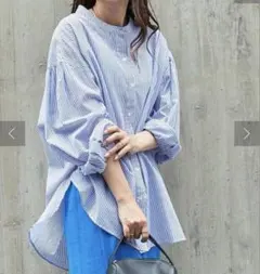 CIAOPANIC TYPY シアーストライプバンドカラーシャツ　長袖