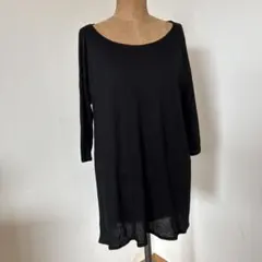 シンプリーヴェラ カットソー クルーネック パフスリーブ 無地 黒 