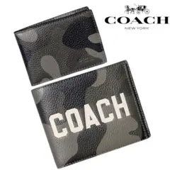 新品COACHコーチ3-IN-1ウォレットパスケース付き財布スムースカーフレザー