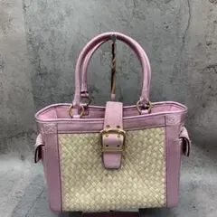 COACH Straw Bag Vintage Soho Tote hand - メルカリ
