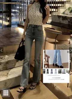 【新品未使用タグ付き】GRL グレイル ハイウエストフレアデニムパンツ