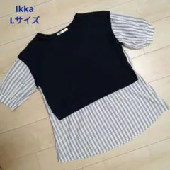 ikka イッカ チュニック 半袖 ストライプ Lサイズのサムネイル