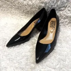 セルジオロッシ sergio rossi チャンキーヒール　パンプス　エナメル