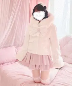 MA*RS さきまるちゃんコラボ ビジューリボン付きショートコート