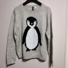 H＆М　ペンギン刺繍グレーセーター