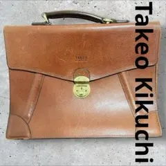 【TAKEO KIKUCHI】ビジネスバッグ 本革 ブリーフケース 茶