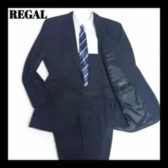 REGAL リーガル ストライプ セットアップ スーツ E8 黒 ビジネス