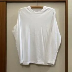 ソフトコットンクルーネックT(長袖) ホワイト M