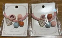 新品 未開封 レトロボタン ヘアゴム 2個セット