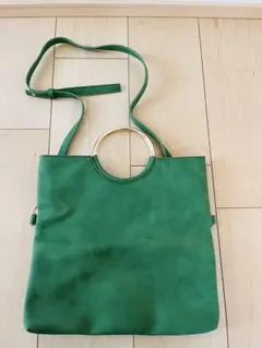 グリーン スエード風 ショルダーバッグ