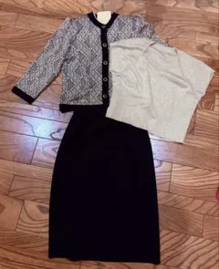 昭和レトロ　バブリースーツ　セットアップ　 ゴールド×ブラック