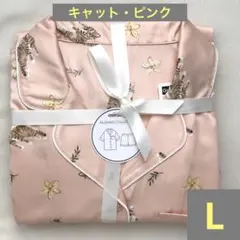 22・キャット　サテンパジャマ　半袖　ショーパン　GU【新品タグ有り】L