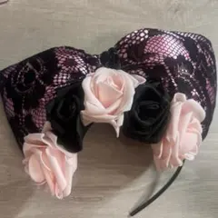 盛り髪リボン ミニティアラ付き