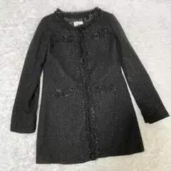 Pinky&dianne ピンキーアンドダイアン ロングコート ツイード 黒