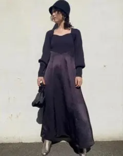 【美品】FRAY I.D ニットコンビロングワンピース