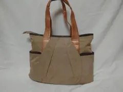 値下【OSAM】ベージュ トートバッグ ファスナー付き