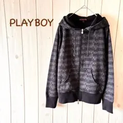 ＊プレイボーイ＊ フルジップパーカー バニージッパー 総柄バニー＆ロゴ M
