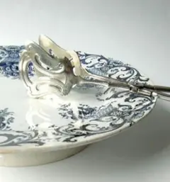 フランスアンティーク コンポティエ シルバー高台　刻印あり フランスアンティーク コンポティエ シルバー高台 刻印あり