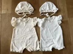 ロンパース・帽子セット（ホワイト・クリーム）