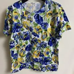 シニアWIF 花柄 半袖 Tシャツ カットソー