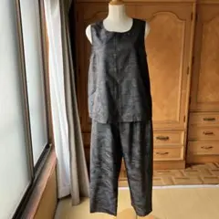 大島紬　ベスト&パンツセット