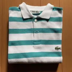 Lacoste ストライプ ポロシャツ ホワイト/ターコイズ